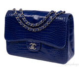 Chanel Classic Blue Crocodile Jumbo Flap Bag