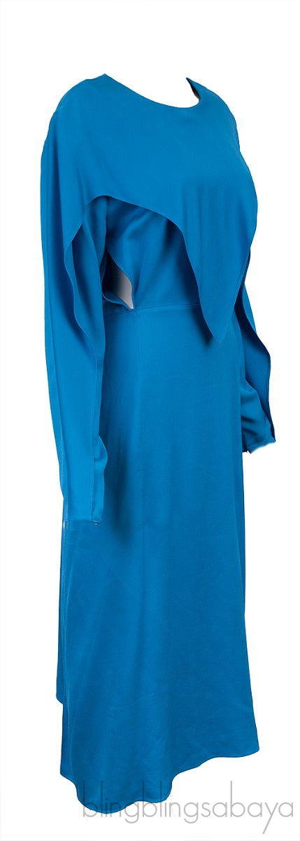 Blue Longsleeve Asymmetric Dress