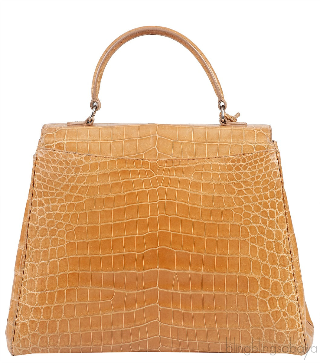 Brown Crocodile Large Handbag