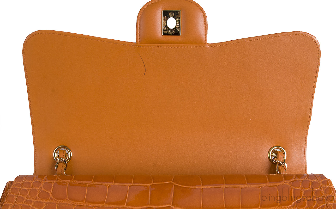 Classic Orange Crocodile Jumbo Flap Bag