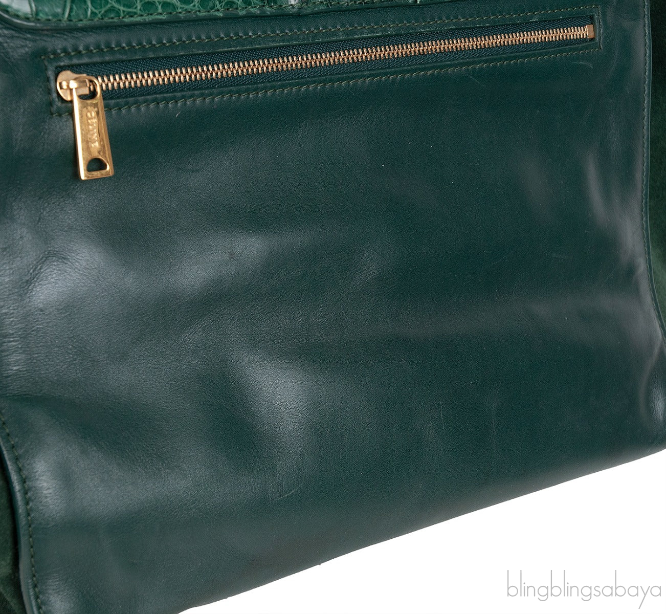 Trapeze Emerald Green Croc Embossed Shoulder Bag