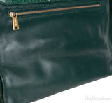 Trapeze Emerald Green Croc Embossed Shoulder Bag