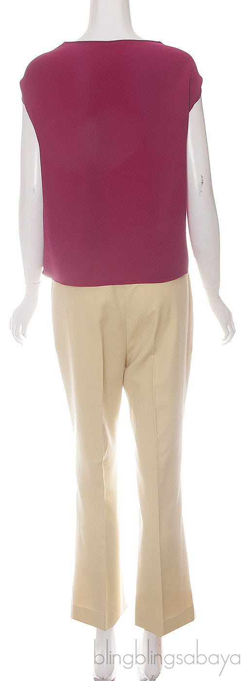Fuchsia Silk Top & Yellow Trouser