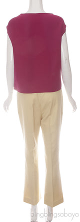 Fuchsia Silk Top & Yellow Trouser