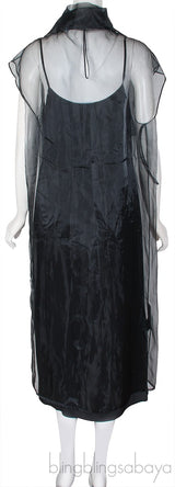 Black Silk Organza Midi Dress