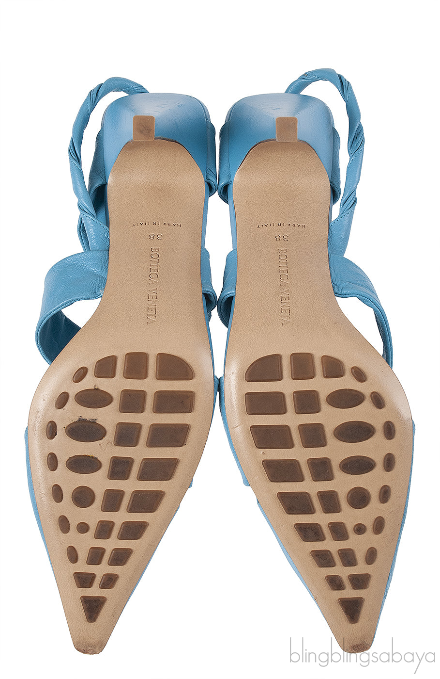 Bottega Veneta Blue Point Leather Slingback Pumps