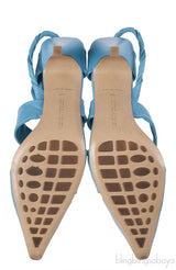 Bottega Veneta Blue Point Leather Slingback Pumps
