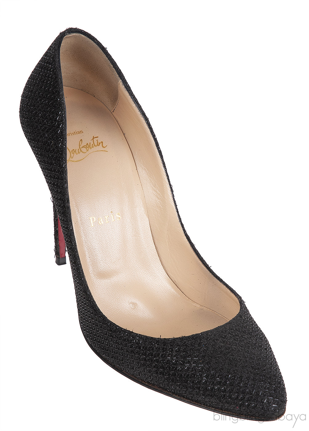 Christian Louboutin Metallic Black Fabric Heels