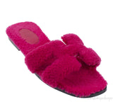 Hermes Fuchsia Oran Teddy Bear Sandals