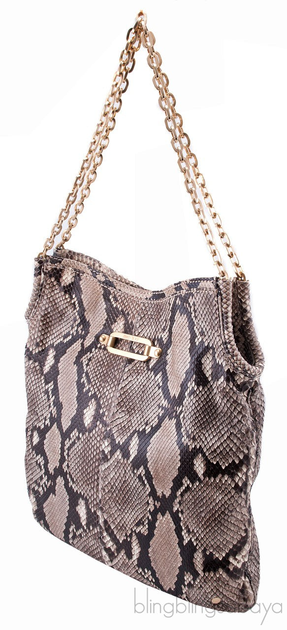 Natural Python Shoulder Tote
