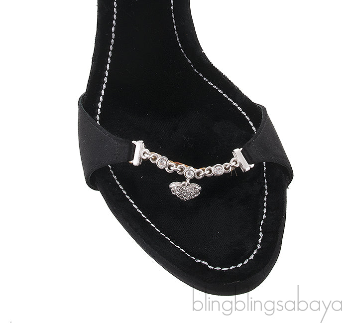 Black Heart Chain Strap Sandals