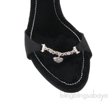 Black Heart Chain Strap Sandals