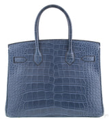 Birkin 30 Bleu de Prusse Croc