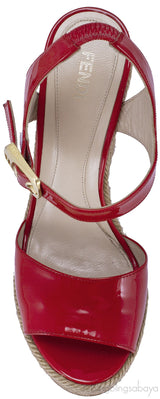 Red Patent Wedge Sandals