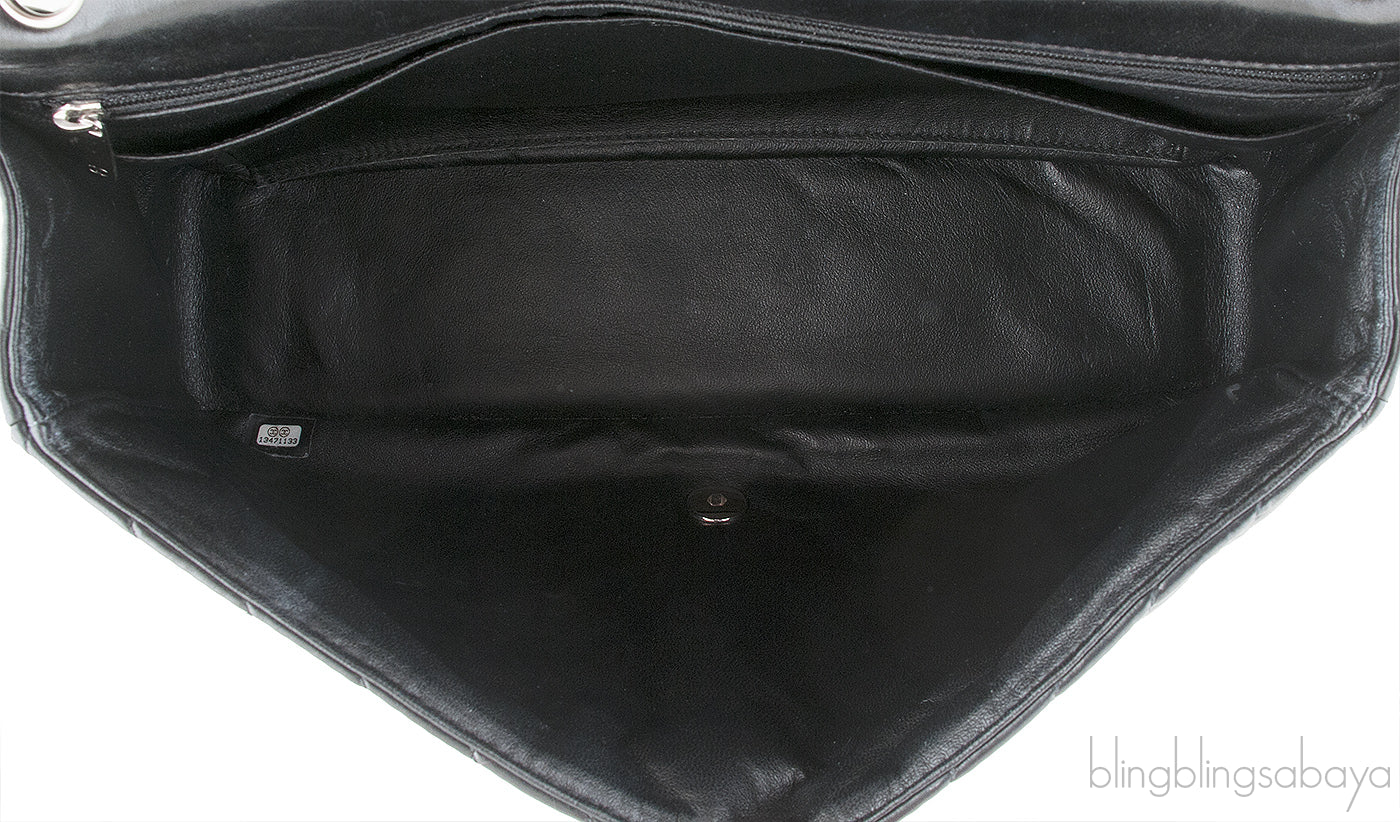 Black Chevron Maxi Flap Bag