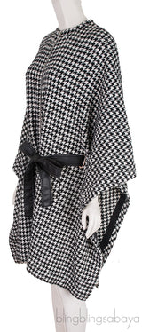 Giro Belted Houndtooth Poncho Coat