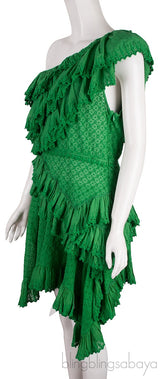 Green Broiderie Anglaise One Shoulder Top & Skirt