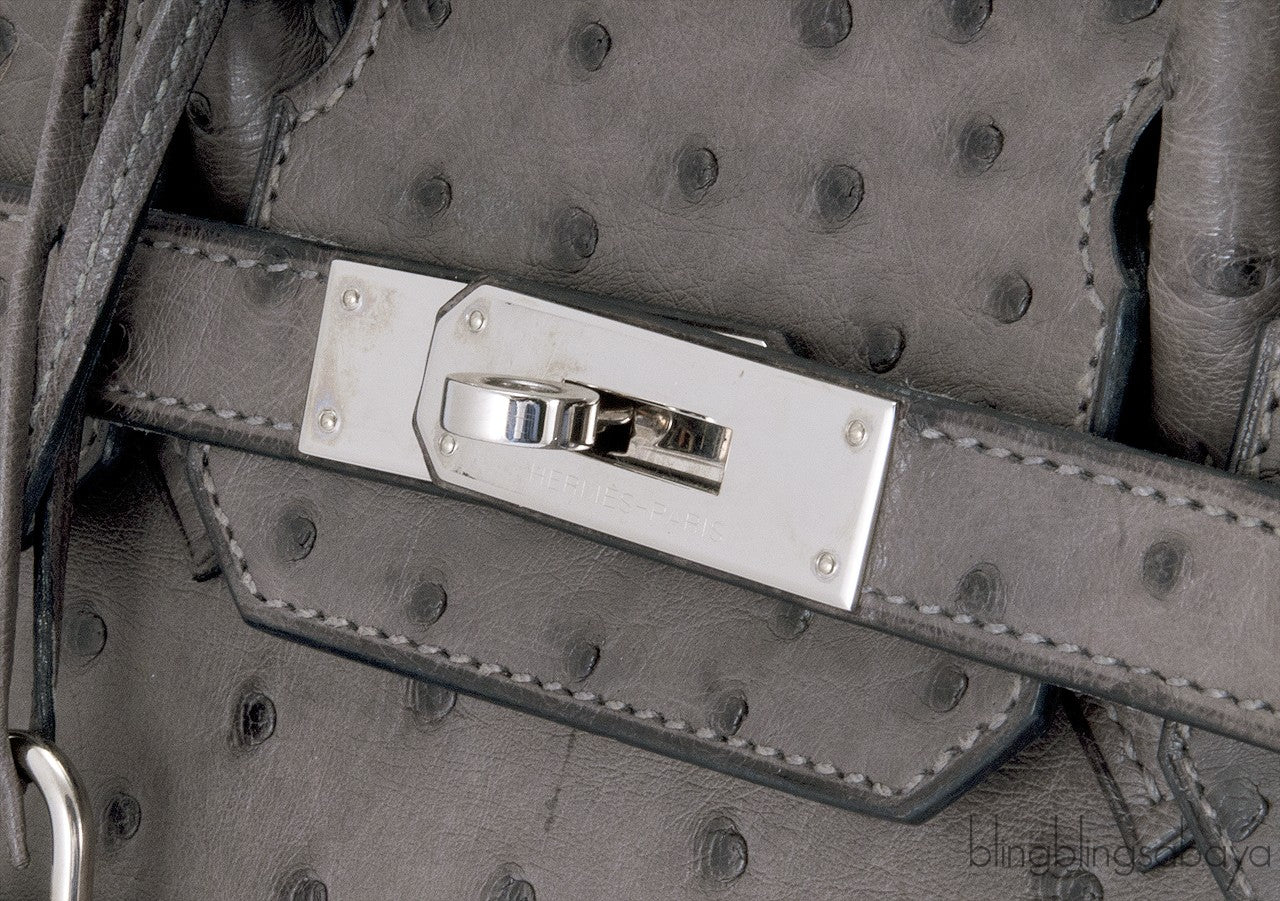Birkin 30 Grey Mousse Ostrich PHW
