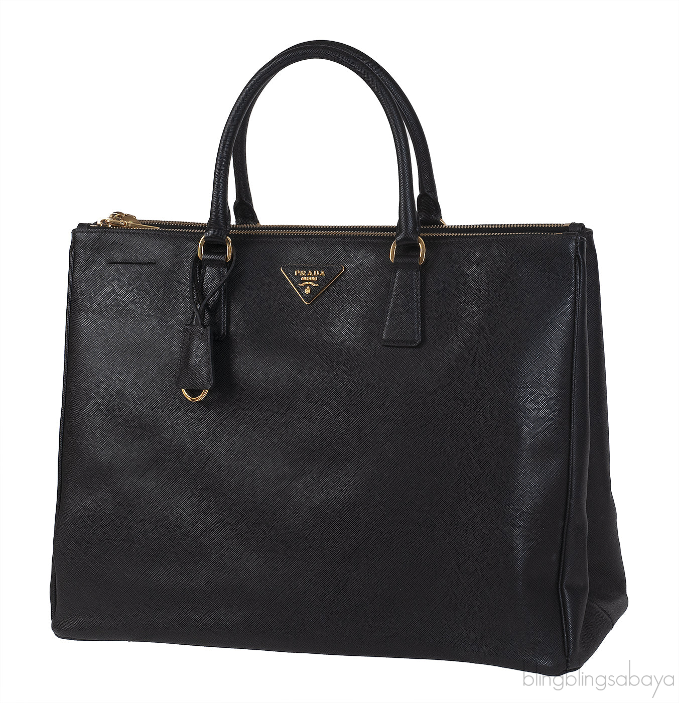 Prada Large Saffiano Black Double Zip Tote