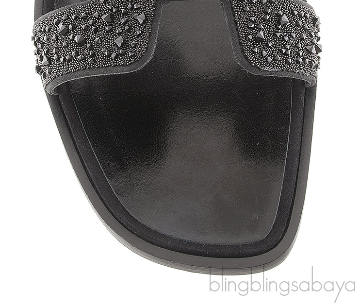 Black Oran Strass Sandals