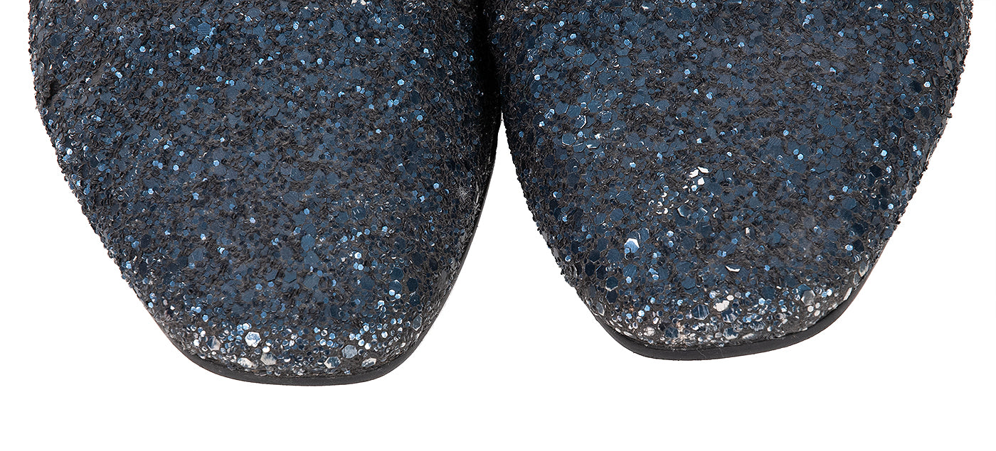 Dark Blue Glittery Flat Shoes