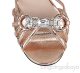 Gucci Rose Gold Metallic Crystal Sandals