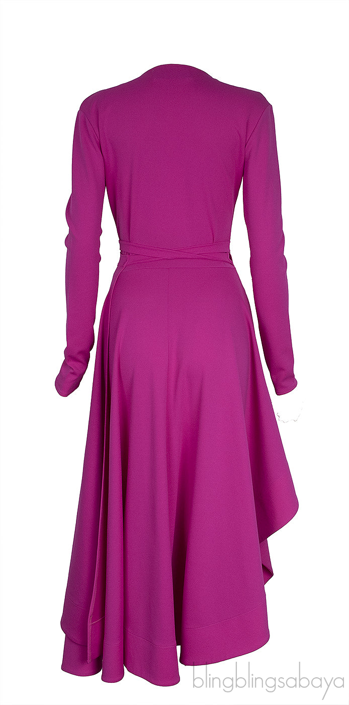 Fuchsia Pink Wrap Asymmetric Dress