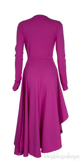 Fuchsia Pink Wrap Asymmetric Dress