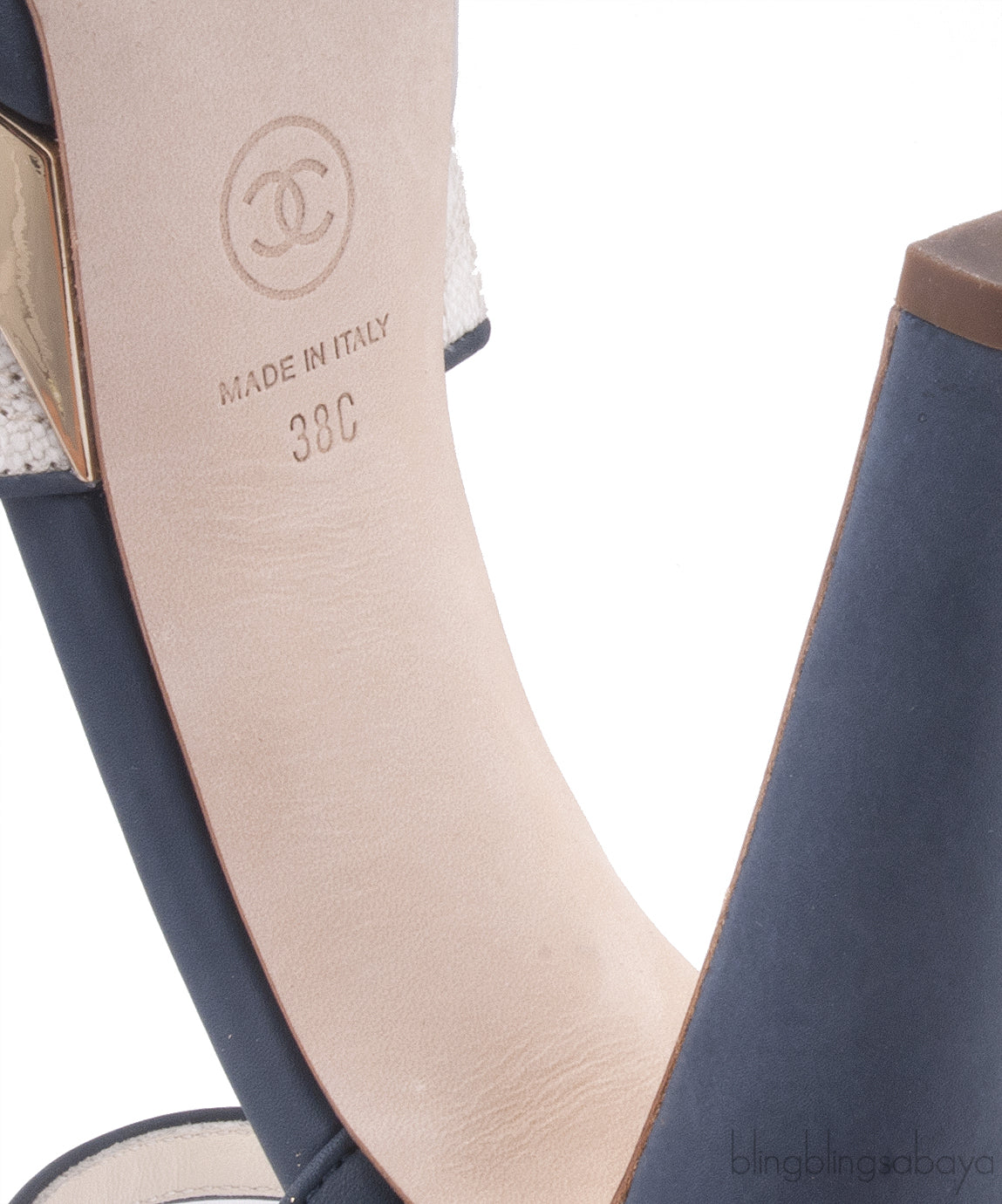 Toile & Leather Peep Toe Pump
