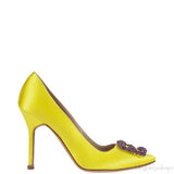 Manolo Blahnik Yellow Satin Hangisi Pump
