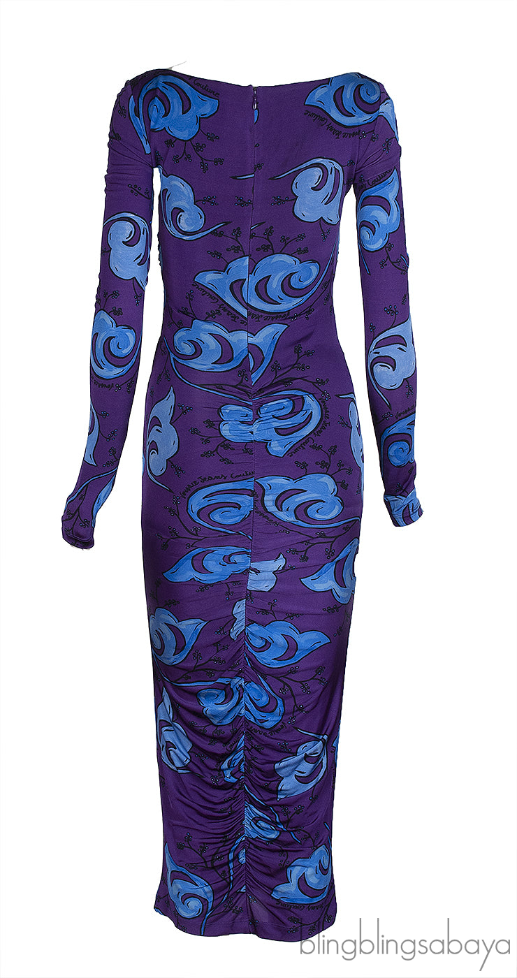 Versace Jeans Couture Purple Print Cut-Out Dress