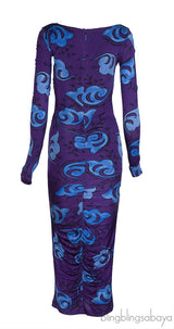 Versace Jeans Couture Purple Print Cut-Out Dress