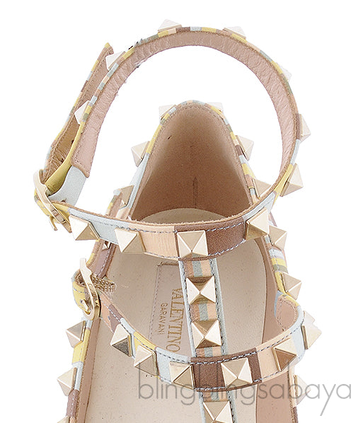 Rockstud Multi-color Leather Flats