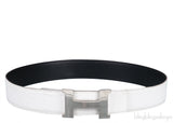 White Epsom \"H\" Reversible Belt