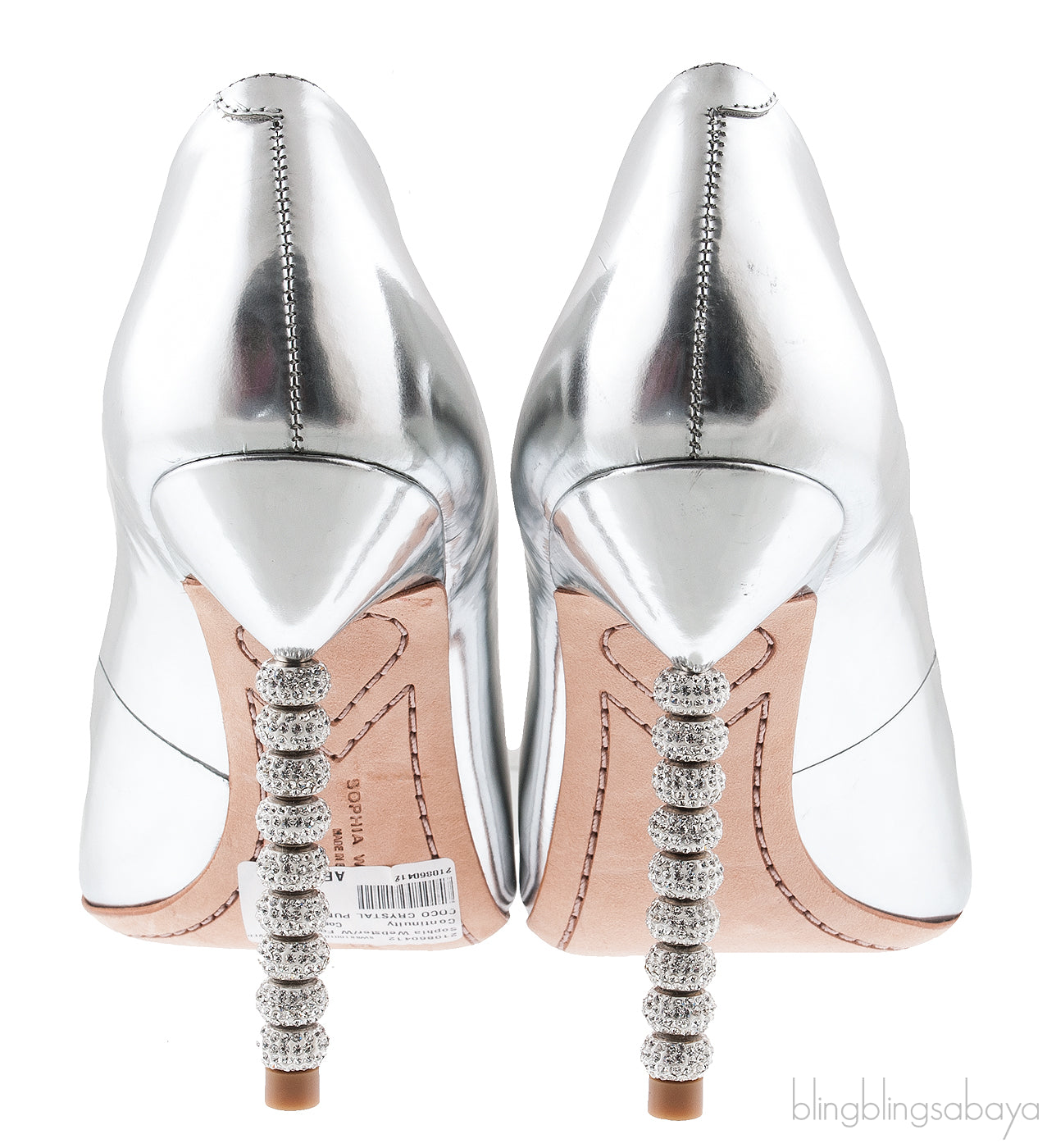 Coco Crystal Silver Metallic Heels