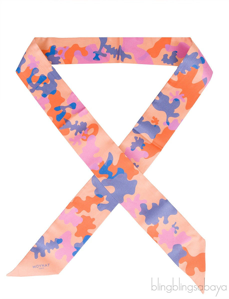 Orange Multi-color Abstract Print Twilly