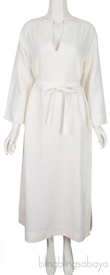 White Linen Kaftan Dress