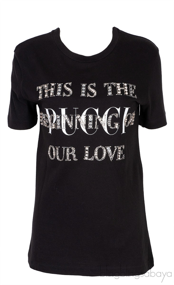 Black Crystal Embellished T-shirt