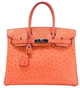 Birkin 30 Orange Ostrich PHW