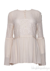 Ecru Silk Peplum Blouse