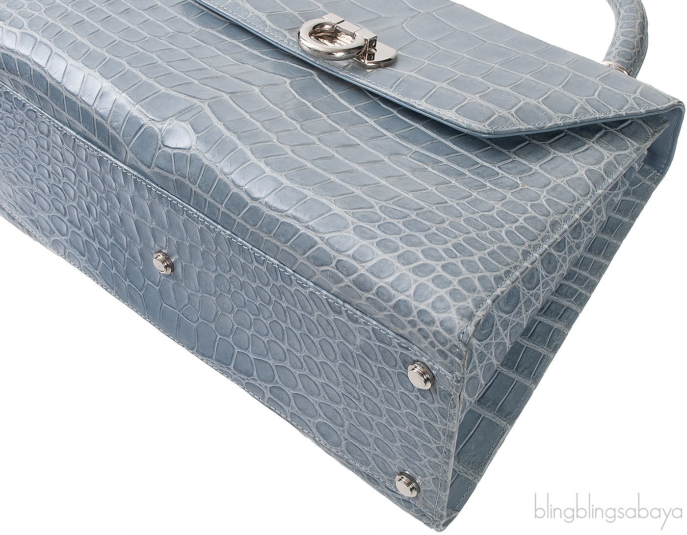 Cesare Furs Blue Gray Crocodile Handbag
