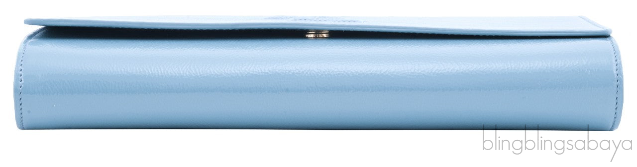 Sky Blue Patent Leather Clutch