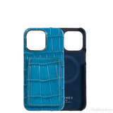 Card Holder Blue Crocodile iPhone 15 Pro Max Case