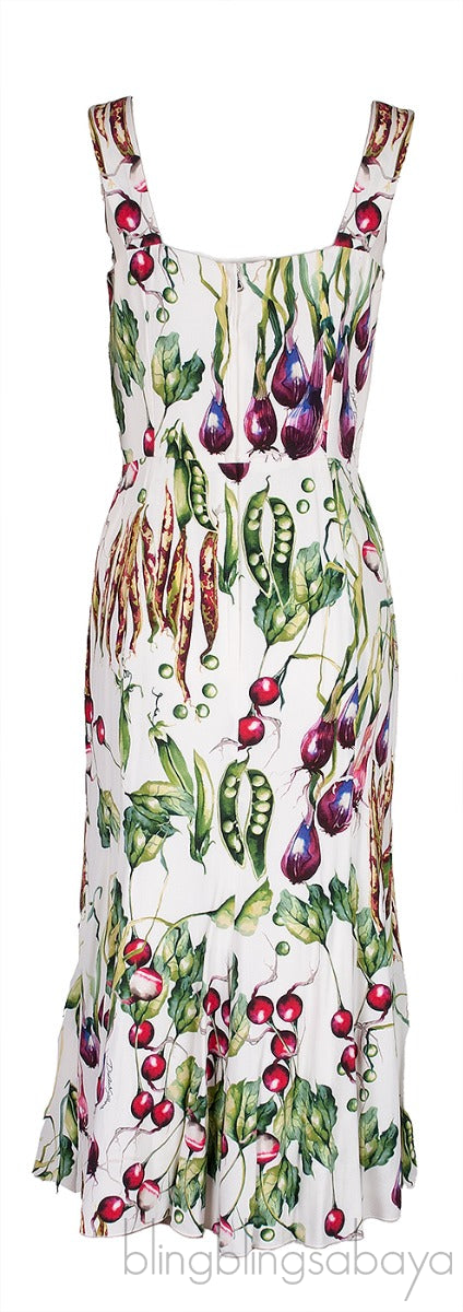 White Printed Sleeveless Midi Dress