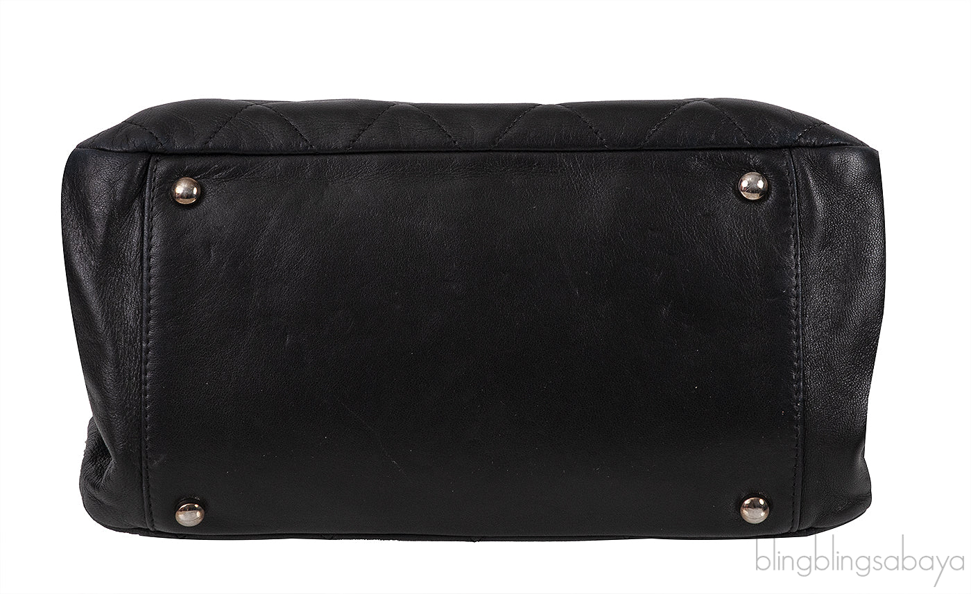 Black Quilted Rabbit Fur Bag