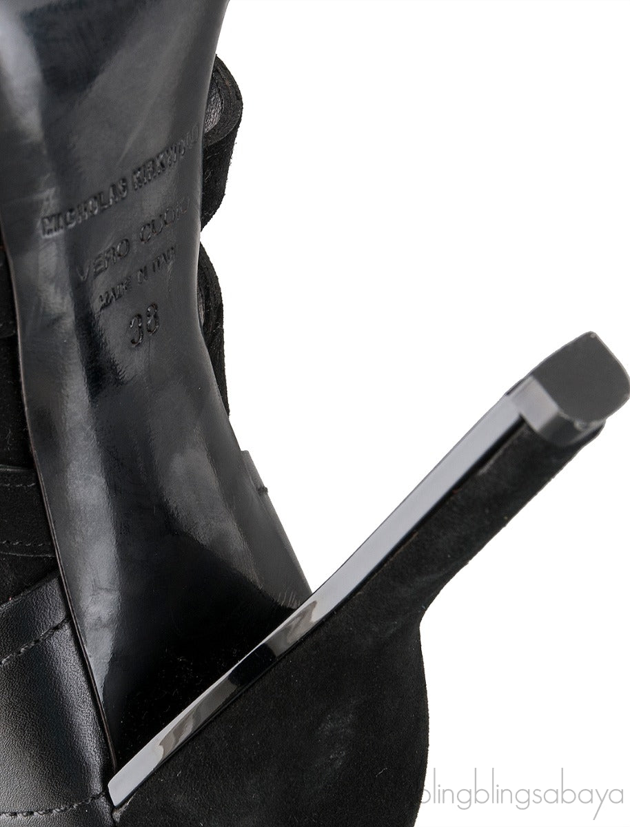 Gabo Laser-cut Suede Knee Boots