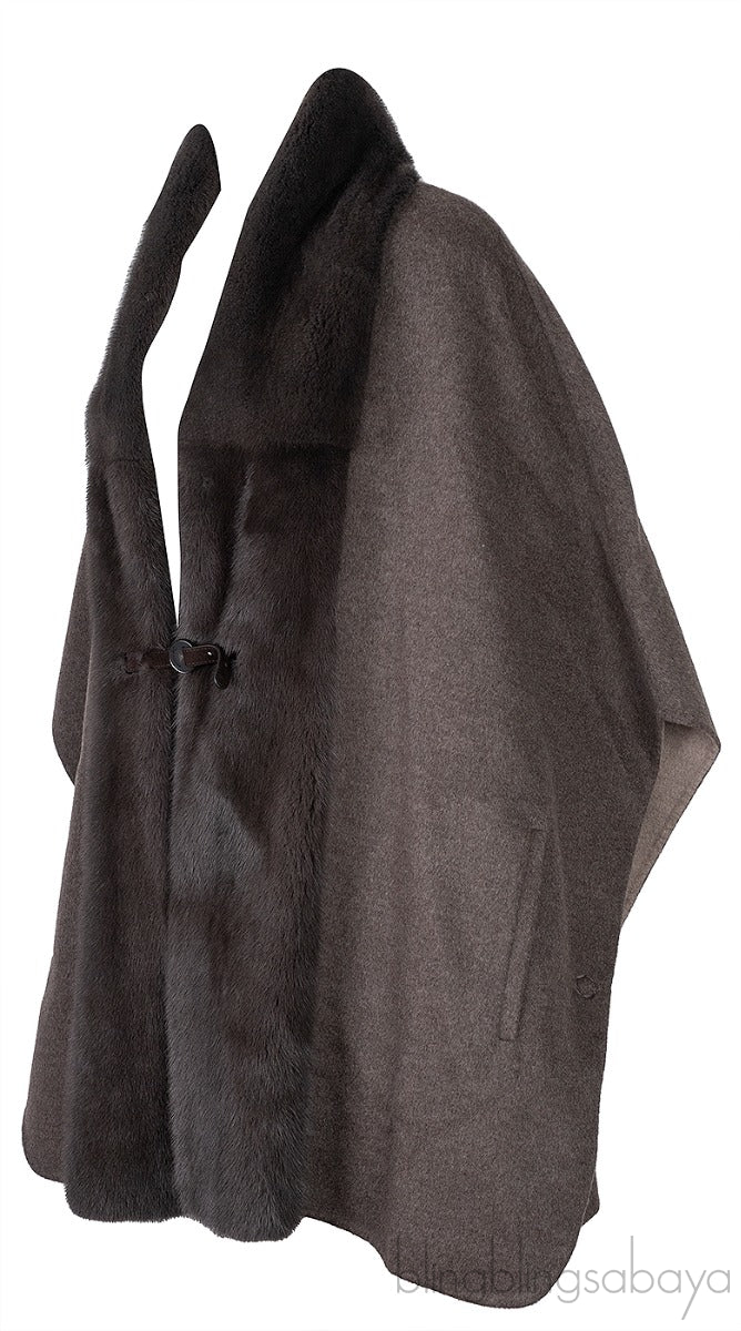 Grey Cashmere & Wool Poncho