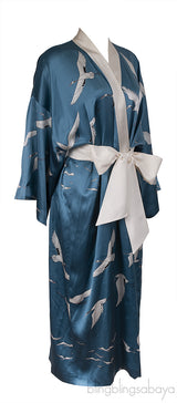Bird Print Blue Kimono
