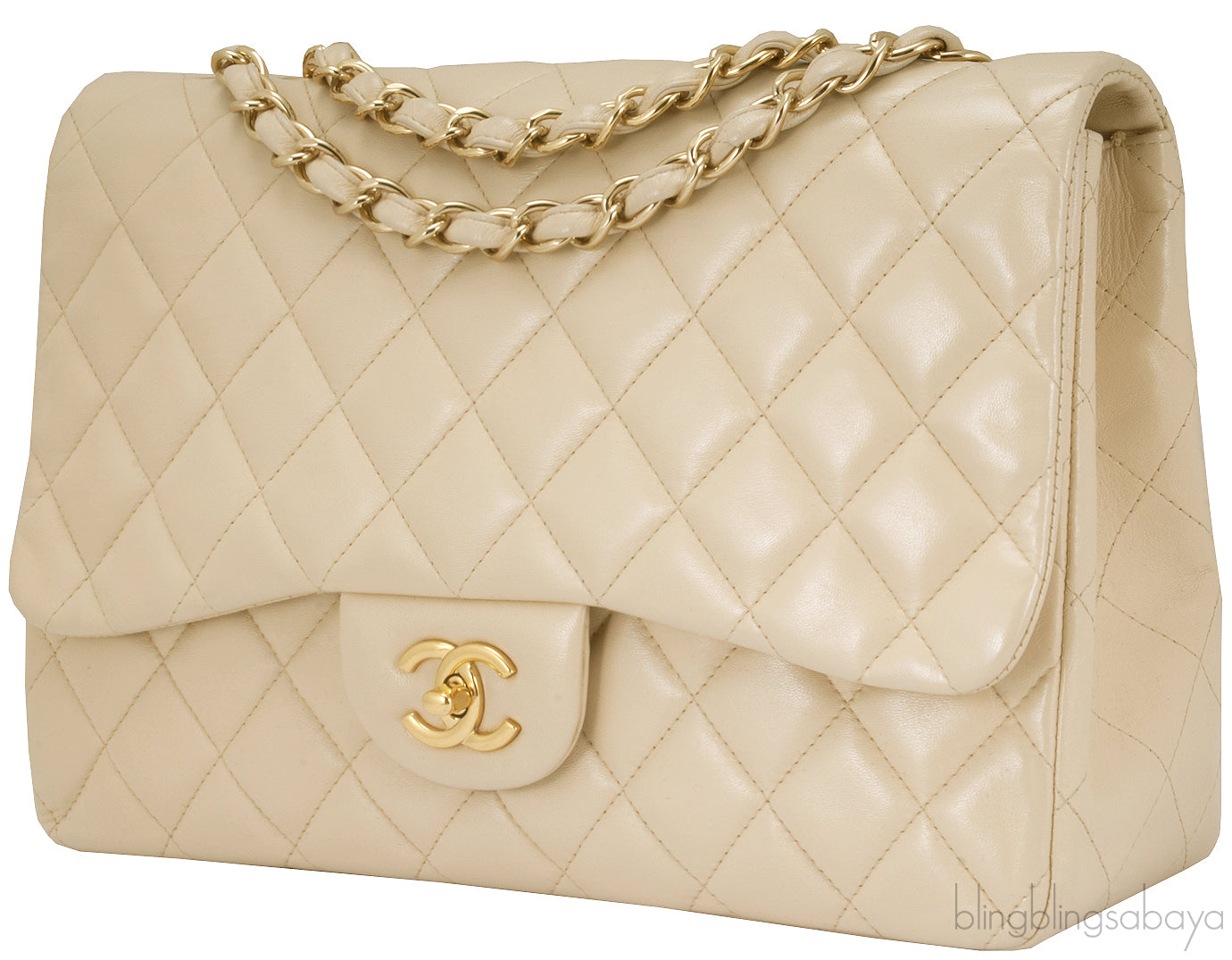 Beige CC Jumbo Flap Bag