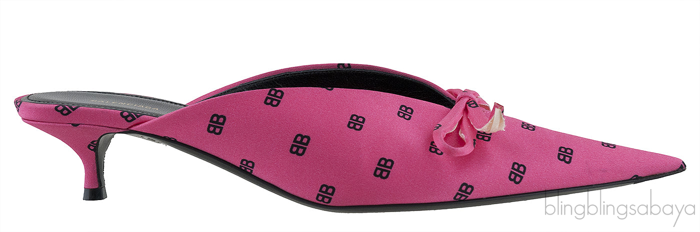 Silk BB Pink Knife Pointed Toe Mules
